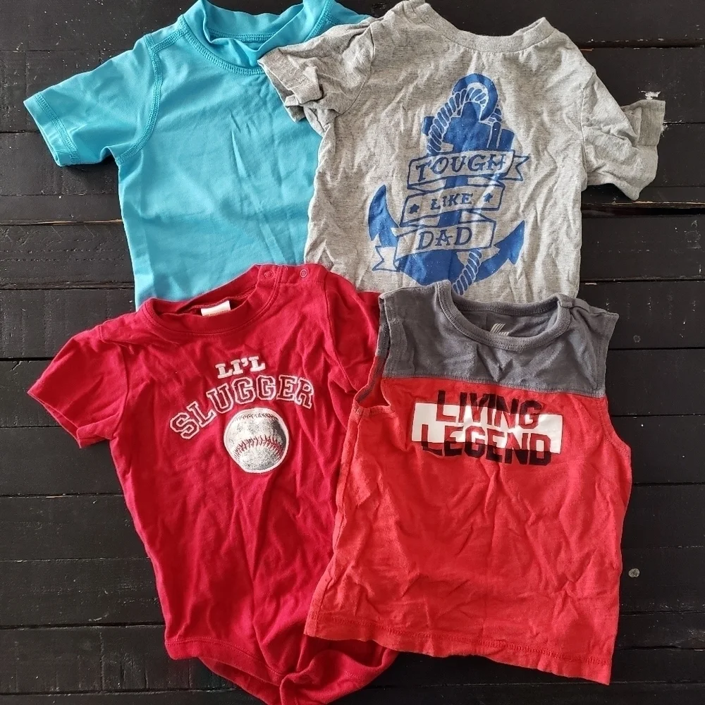 Bundle Lot of 4 Baby Boy 18-24 Month Shirts Short Sleeve Tank Top Red Blue Grey